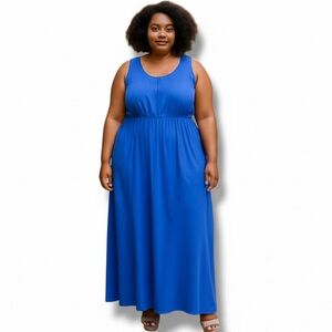 Bellambra Dress Silk Goddess Blue‎ Loose Flowy Viscose Maxi Long Size 3X NWT